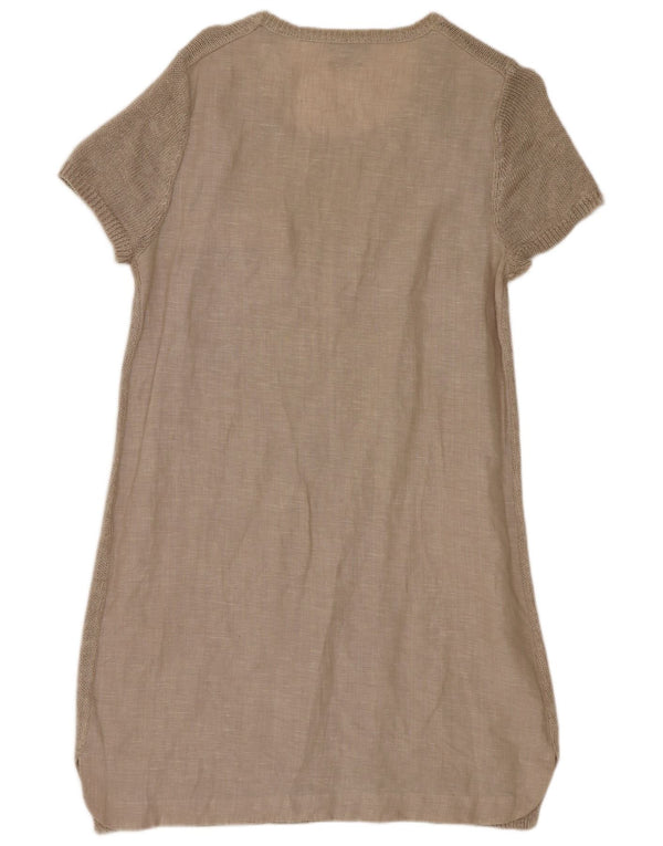 Massimo Dutti Dame Kortærmede Jumper Kjole UK 14 Large Grey Linen