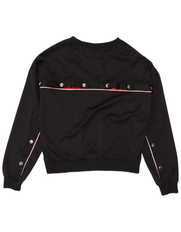 Fila Dame Grafisk Sweatshirt Jumper UK 14 Medium Sort Polyester