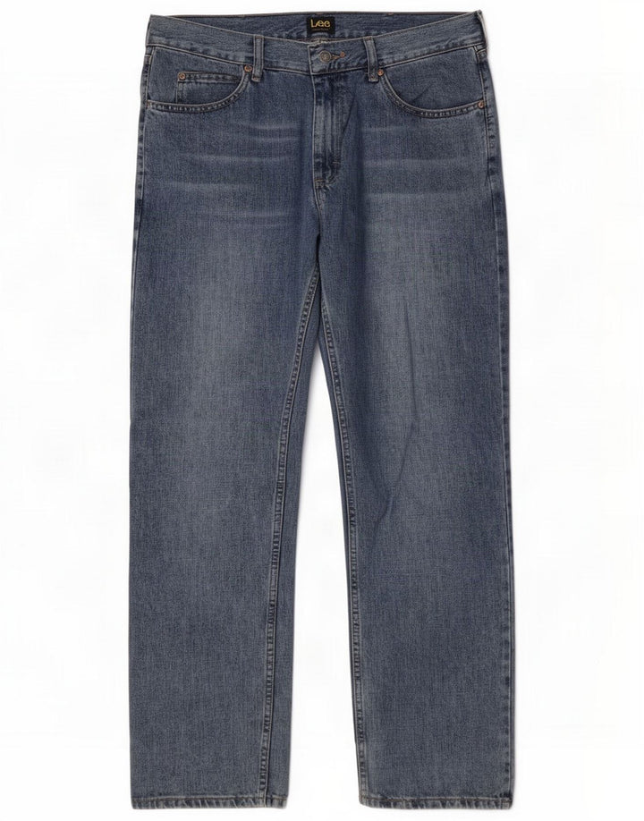 Lee Herre Regular Fit Straight Jeans W34 L32 Blue Cotton