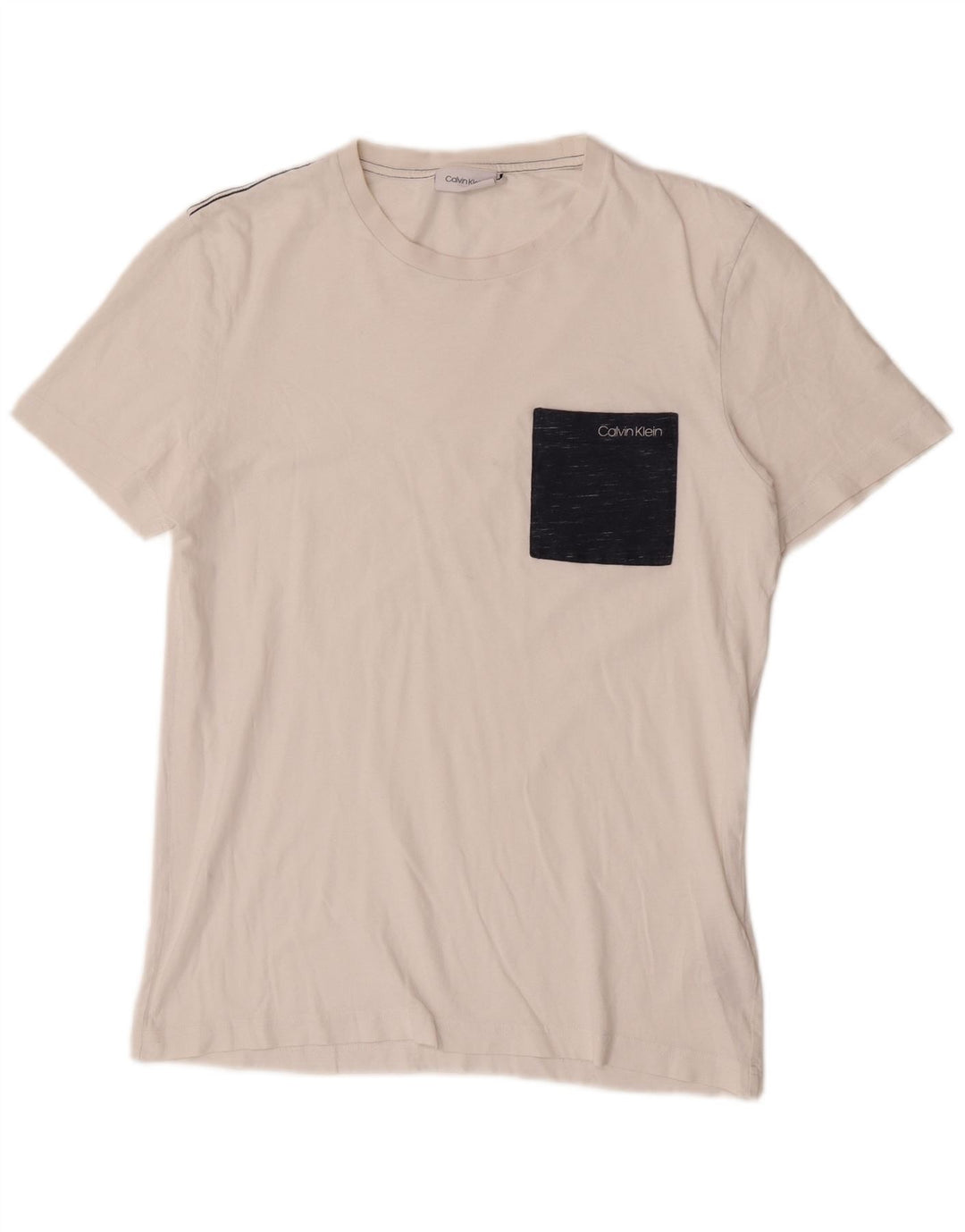 Calvin Klein Herre T-Shirt Top Lille Hvid Bomuld