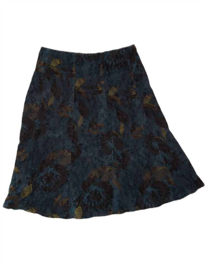 Marks & Spencer A-line nederdel til kvinder UK 12 Medium W30 Blue Floral Polyester