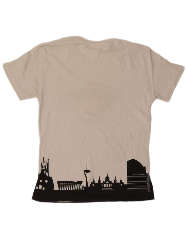 Hard Rock Cafe Herre Barcelona Grafisk T-Shirt Top Medium Off White Bomuld