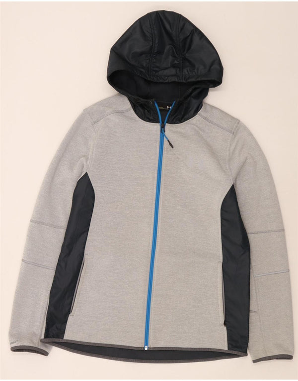 Under Armour Mens Zip Hoodie Sweater Large Grey Colourblock Polyester