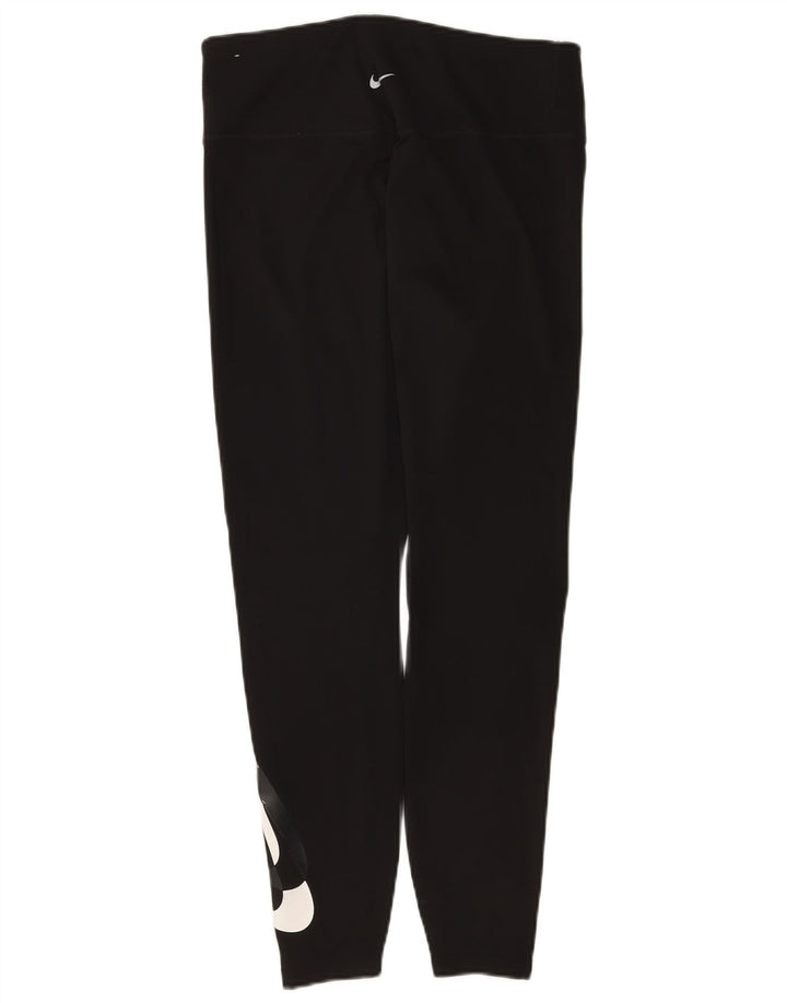 Nike Dame Dri Fit Grafiske Leggings UK 16 Large Black Polyester