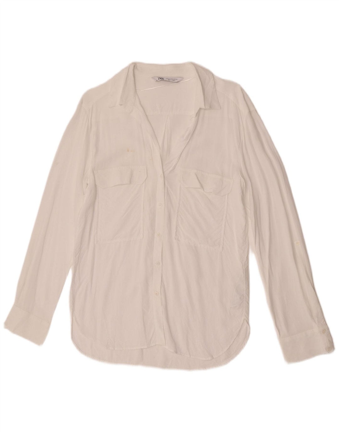 Zara skjortebluse til kvinder UK 12 Medium White Viscose