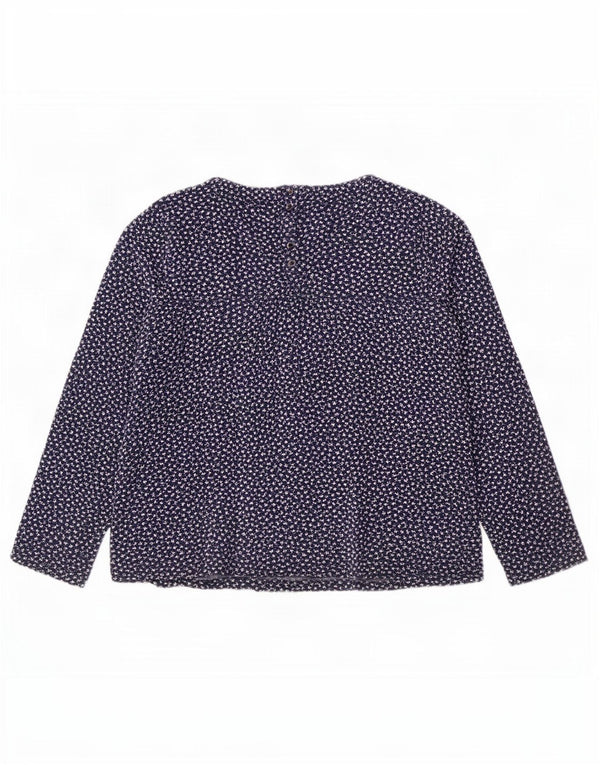 Fat Face Kvinders abstrakt mønster Top Langærmet UK 16 Large Navy Blue