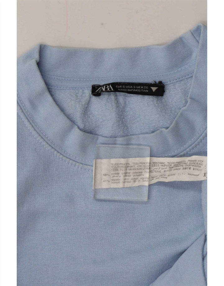 Zara Sweatshirt Jumper UK 10 Small Blue Polyester