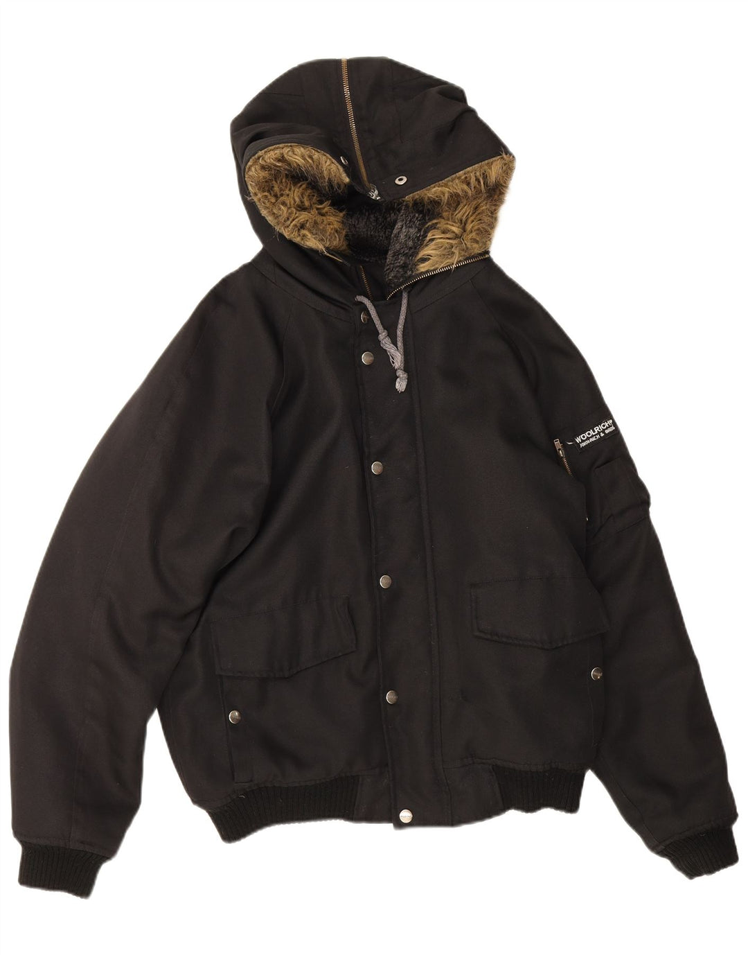 Woolrich Bomberjakke med hætte til mænd IT 46 Lille sort nylon