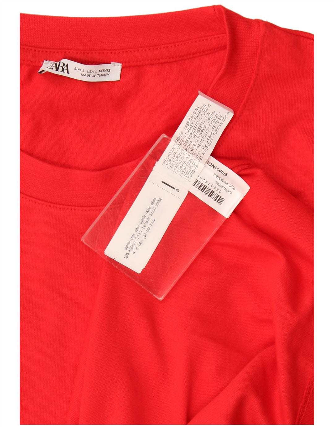 Zara Herre T-Shirt Top Stor Rød Bomuld