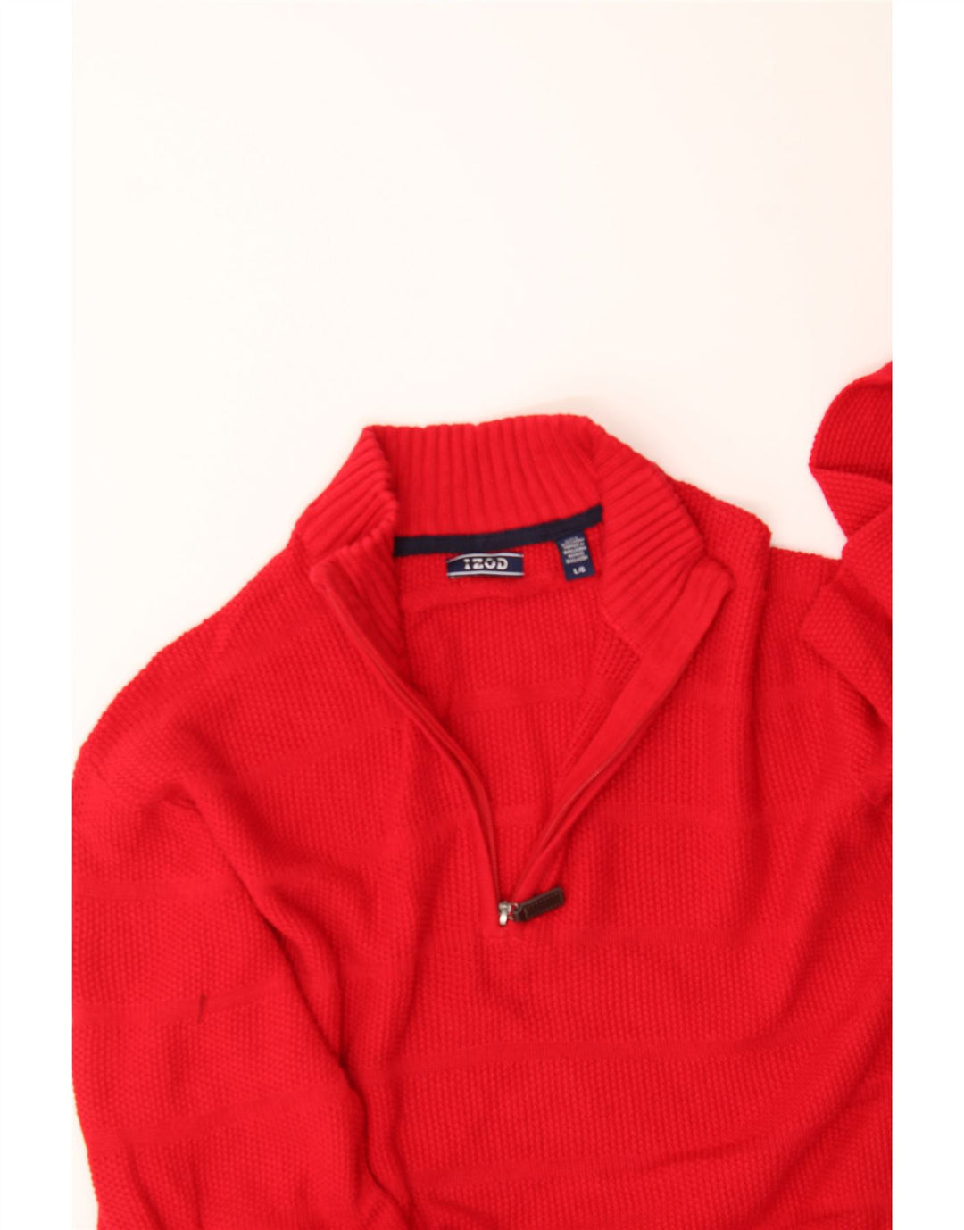 IZOD Mens Zip Neck Jumper Sweater Large Red Cotton Vintage Izod and Second-Hand Izod from Messina Hembry 