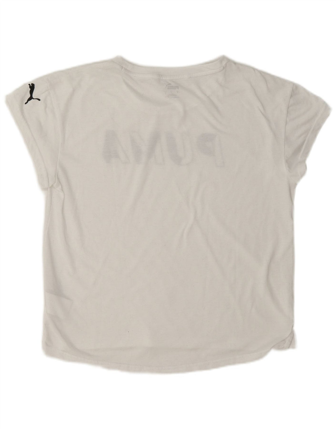 Puma Grafisk T-Shirt Top UK 10 Small White Polyester