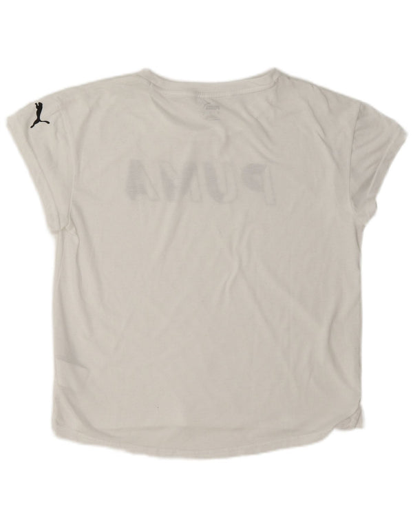 Puma Grafisk T-Shirt Top UK 10 Small White Polyester
