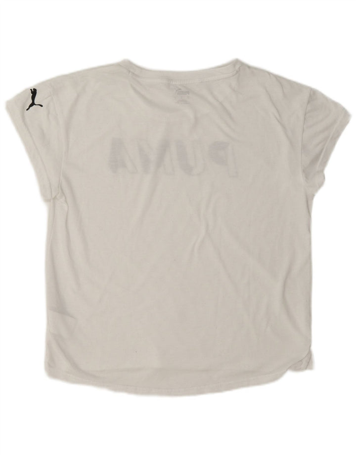 Puma Grafisk T-Shirt Top UK 10 Small White Polyester