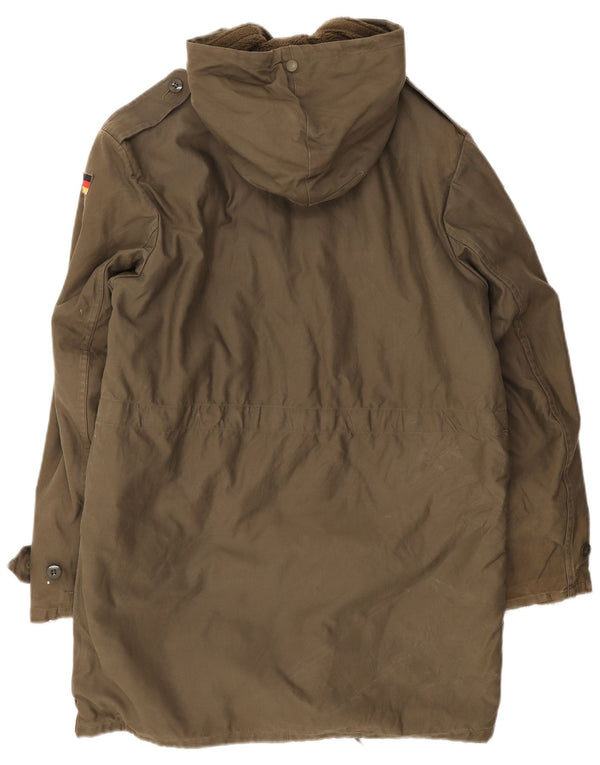 Vintage Herre Militær hætte Sherpa Parka jakke UK 36 Small Khaki Cotton