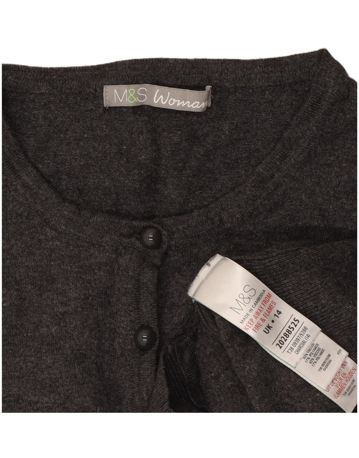 Marks & Spencer Dame Crop Cardigan Sweater UK 14 Medium Grey Viscose
