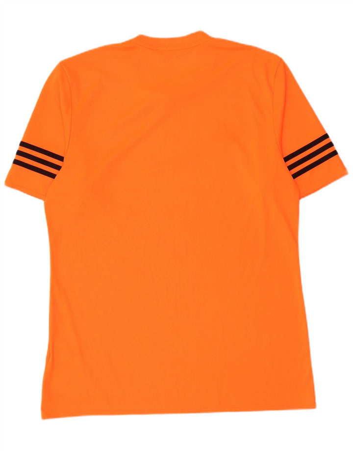 Adidas Herre Climalite T-Shirt Top Stor Orange Stribet Polyester