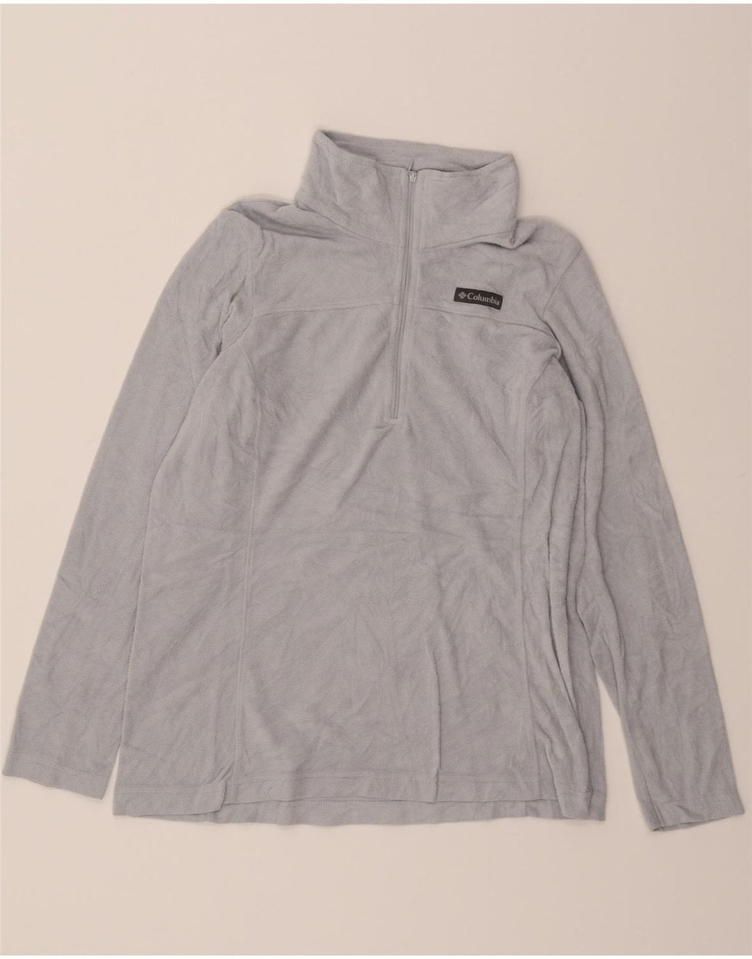 COLUMBIA Womens Zip Neck Fleece Jumper UK 14 Medium Grey Polyester Vintage Columbia and Second-Hand Columbia from Messina Hembry 