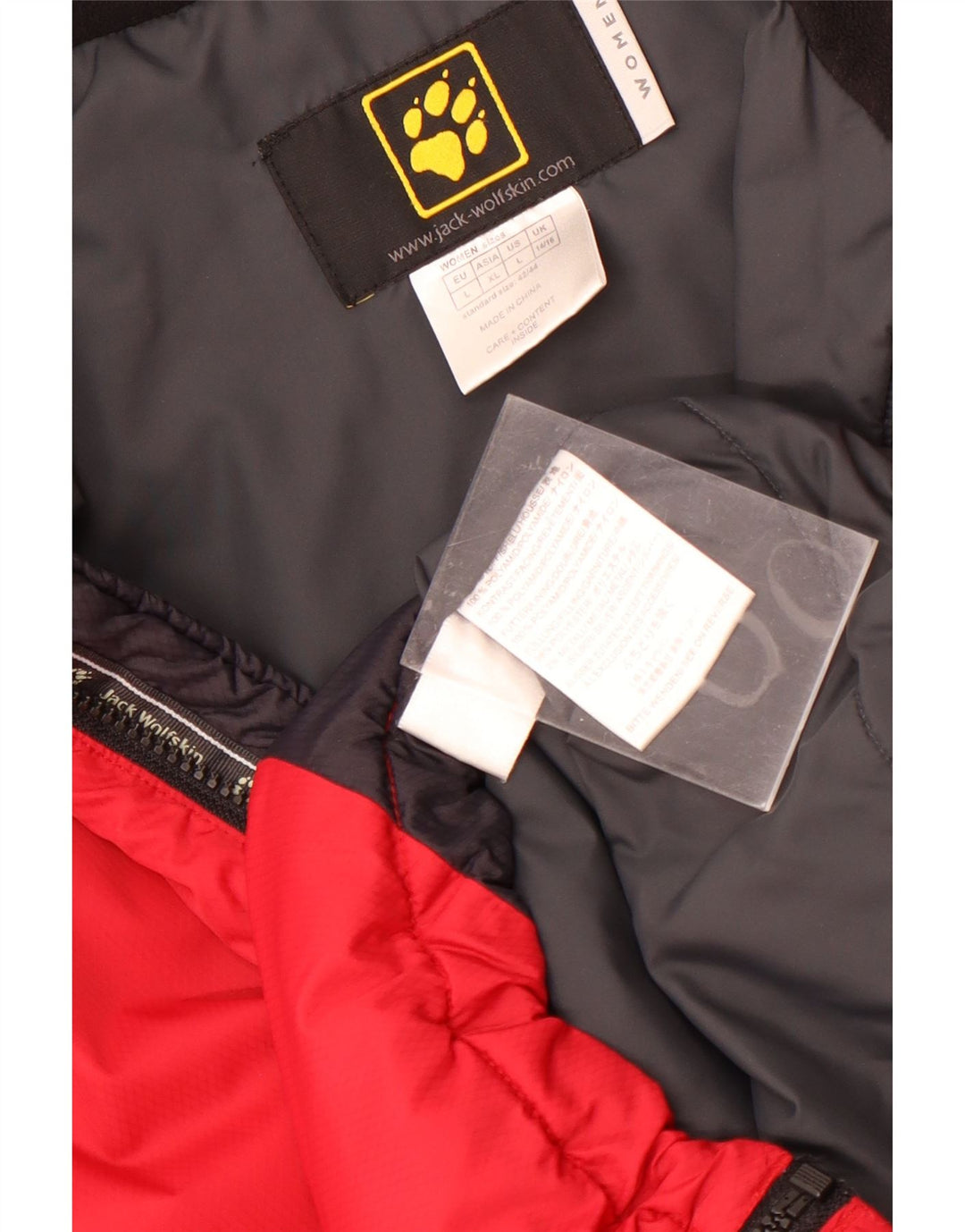 Jack Wolfskin Dame Windbreaker Jacket UK 14/16 Large Red Colourblock