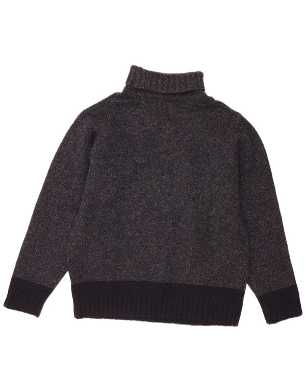 L.O.G.G Mens Roll Neck Jumper Sweater XL Grey Colourblock Virgin Wool