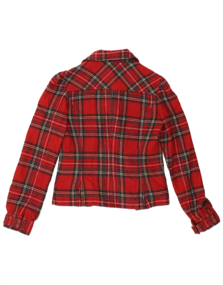 SISLEY Dame 4-knaps blazerjakke IT 42 Medium Rød Plaid Akryl