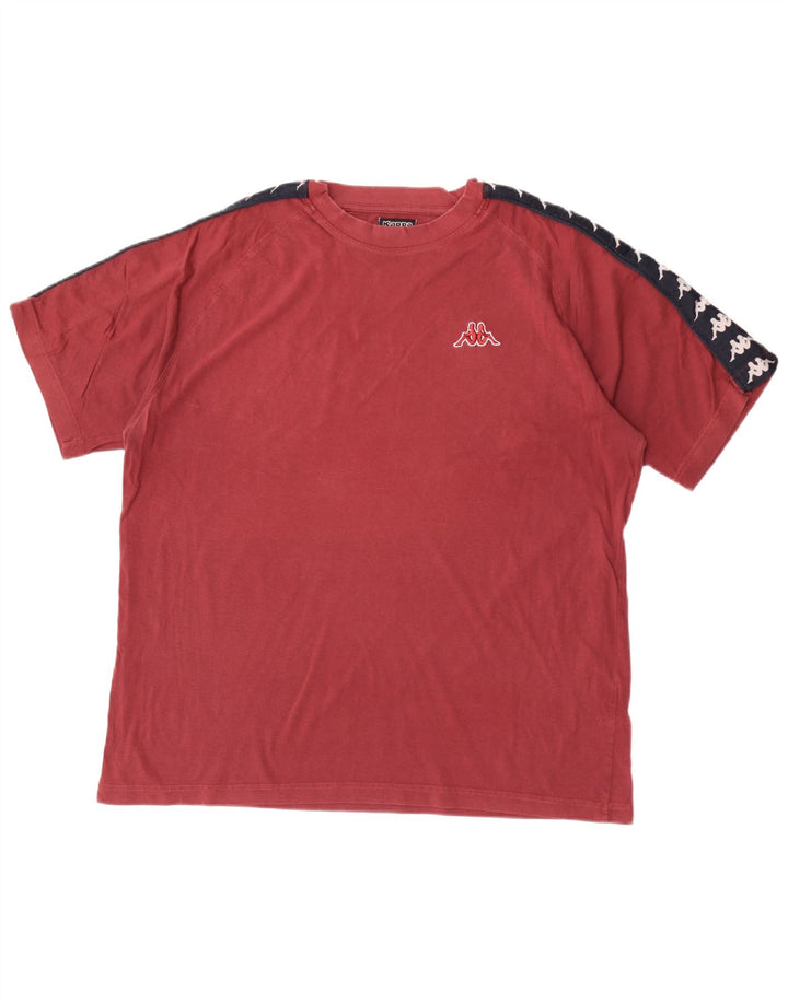 Kappa Mens Graphic T-Shirt Top Large Maroon Colourblock