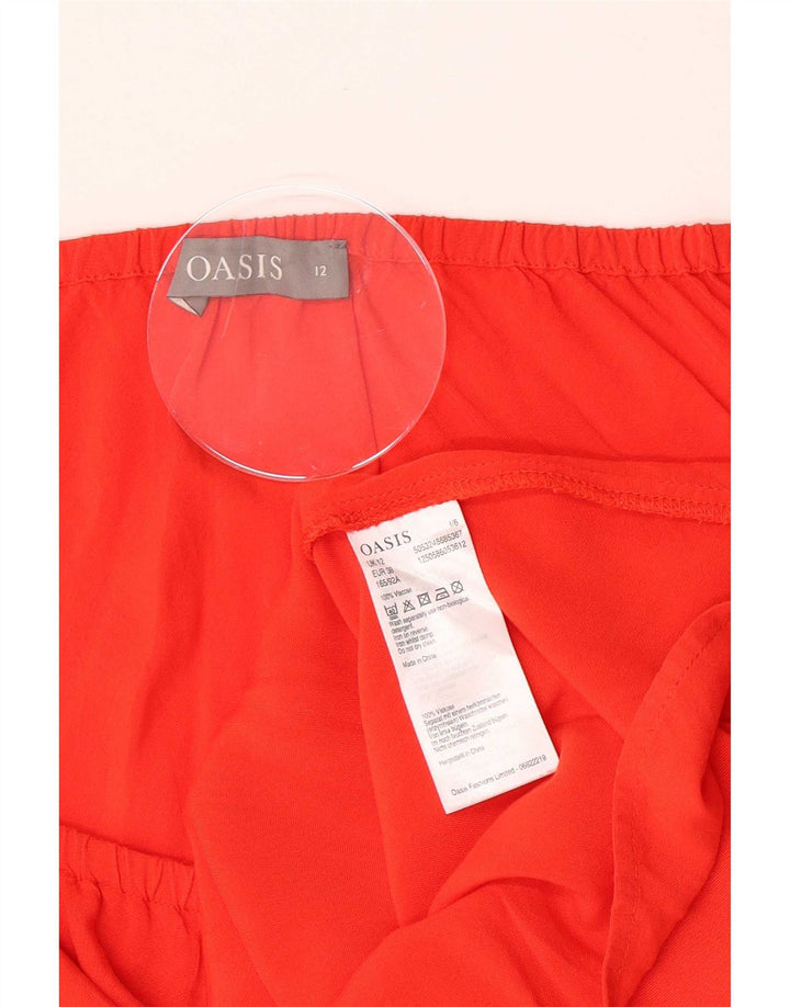 Oasis Womens Off Shoulder Top UK 12 Medium Red Viscose