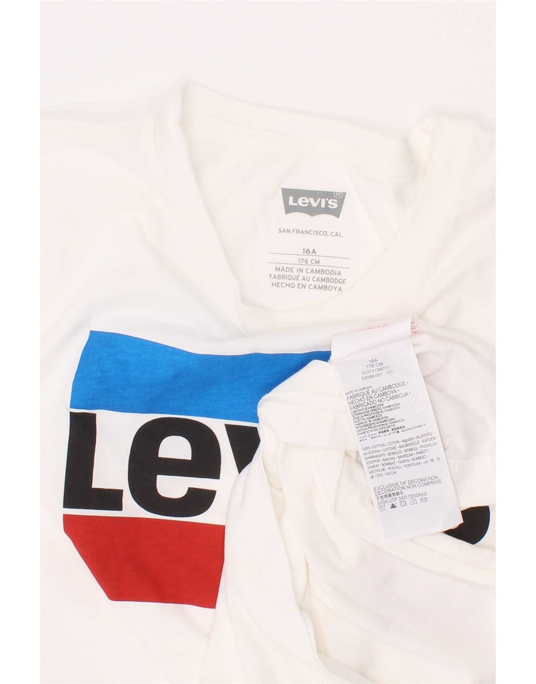 Levi's Boys Grafisk T-Shirt Top 15-16 År Hvid Bomuld