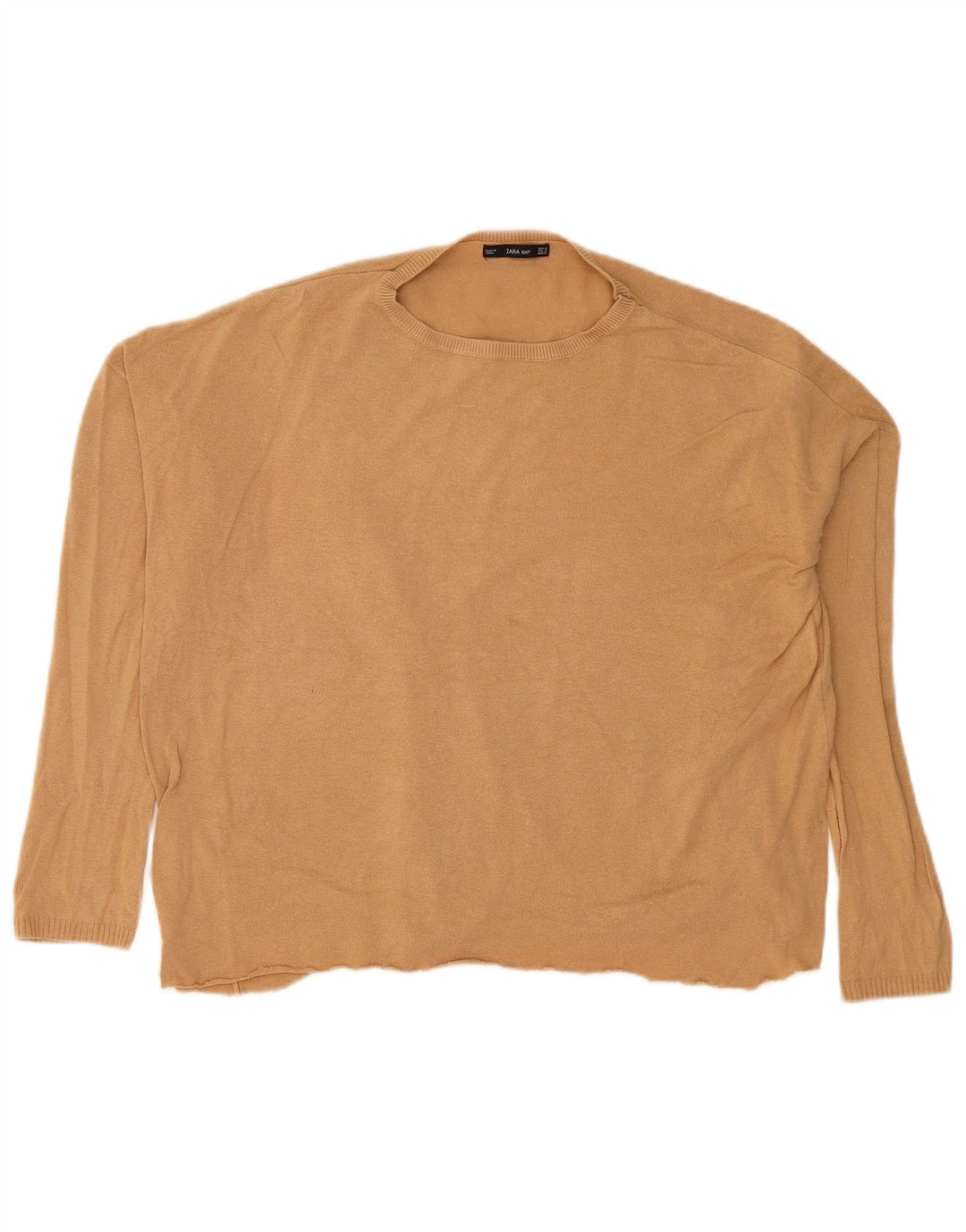 Zara Dame Oversized Crew Neck Jumper Sweater UK 14 Medium Beige