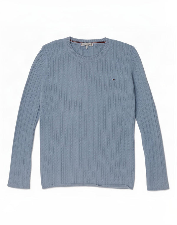 Tommy Hilfiger Womens Crew Neck Jumper Sweater UK 10 Small Blue Cotton