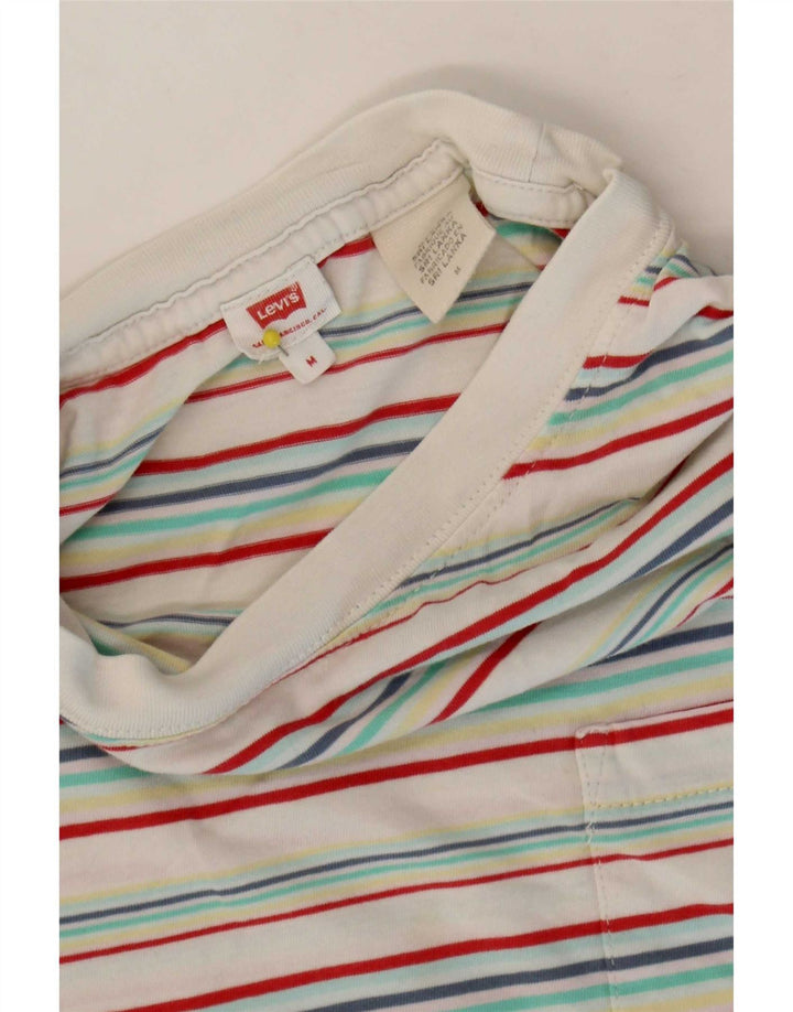 Levi's Womens Crop T-Shirt Top UK 14 Mellem flerfarvet stribet bomuld