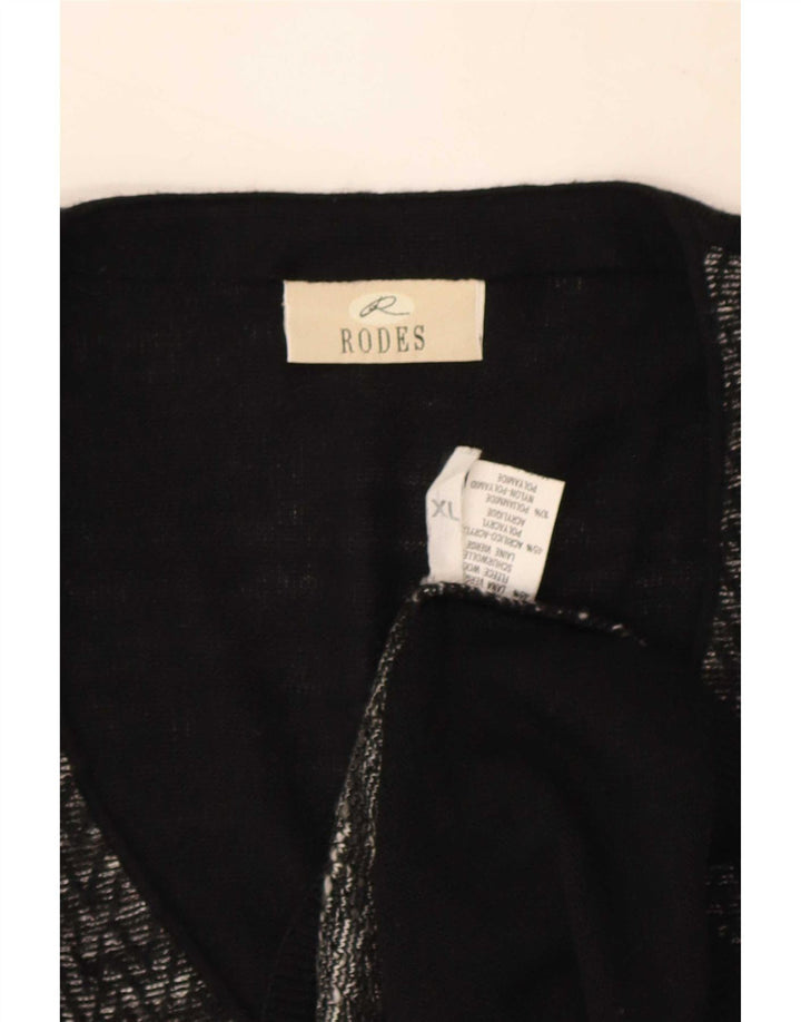 Rodes Herre Ærmeløs Cardigan Sweater XL Sort Argyle/Diamond Wool