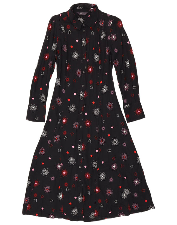 Marks & Spencer skjortekjole til kvinder UK 10 Small Navy Blue Geometric