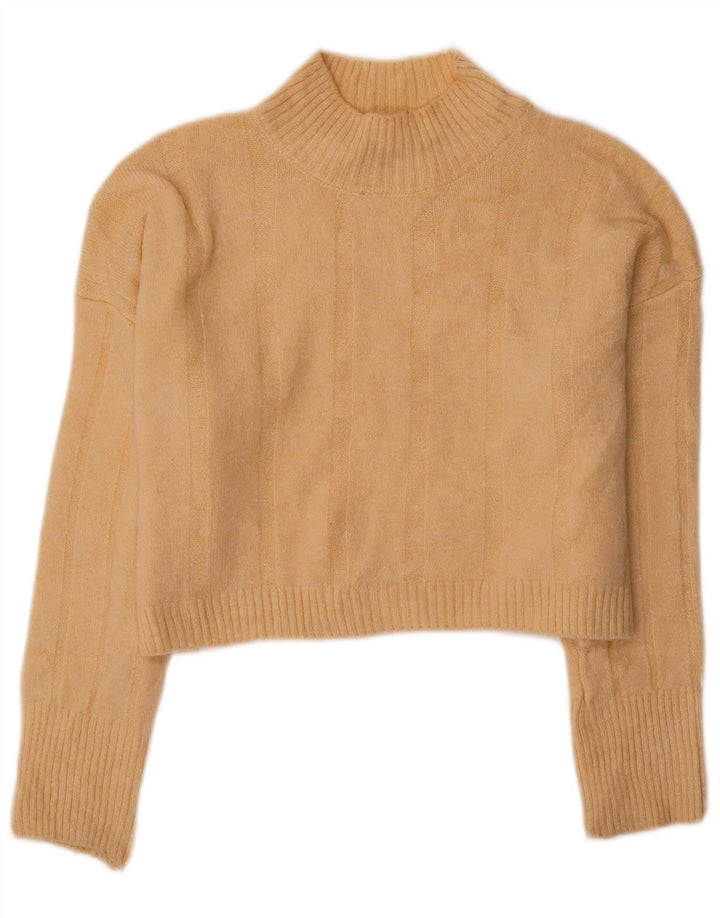 ZARA Womens Oversized Crop Turtle Neck Jumper Sweater UK 10 Small Yellow