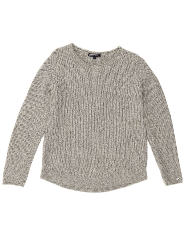 Tommy Hilfiger Dame Boat Neck Jumper Sweater UK 10 Small Grey Bomuld