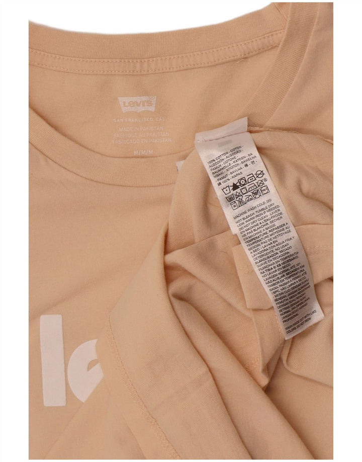 Levi's Grafisk T-shirt top til kvinder UK 12 Medium Beige Bomuld