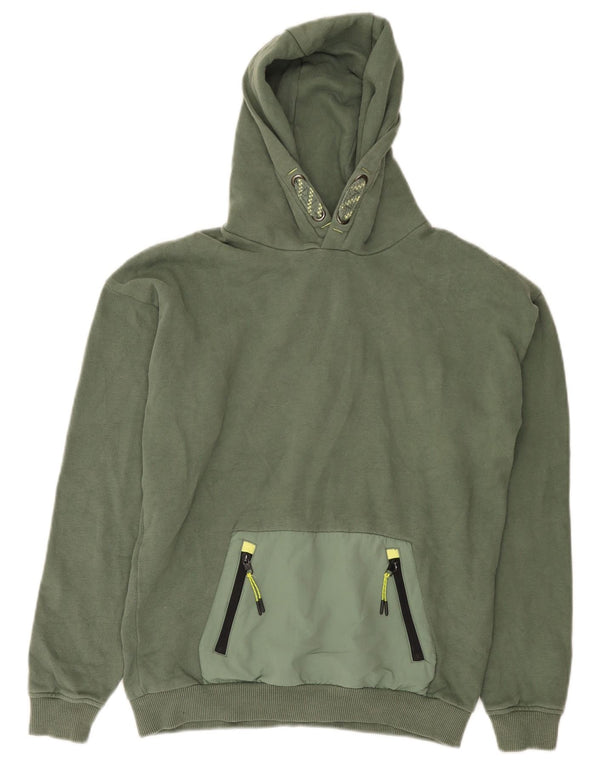 Marks & Spencer Boys Hoodie Jumper 12-13 år Khaki Cotton