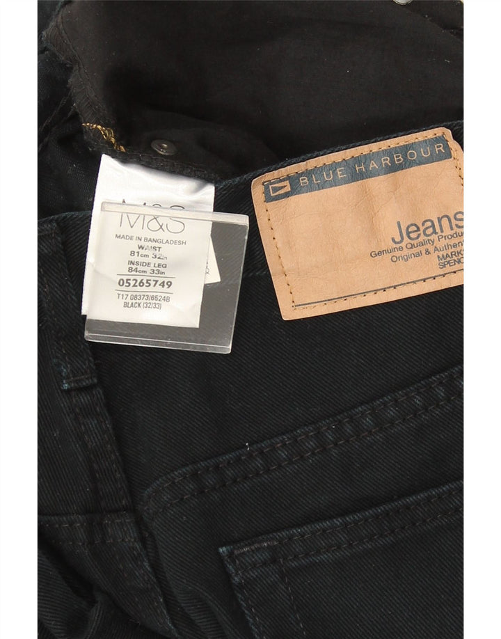 Marks & Spencer Herre Blue Harbor Straight Jeans W32 L33 Sort Bomuld