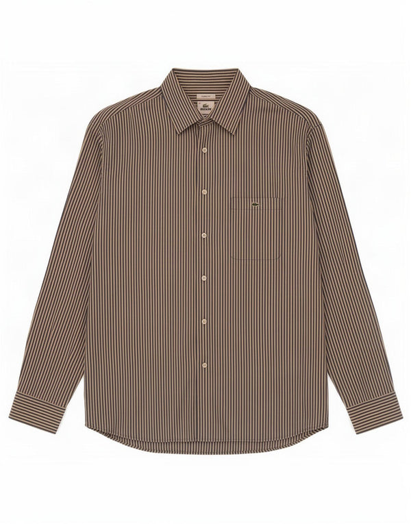 Lacoste Herre Classic Fit skjorte str. 46 2XL Blå nålestribet bomuld