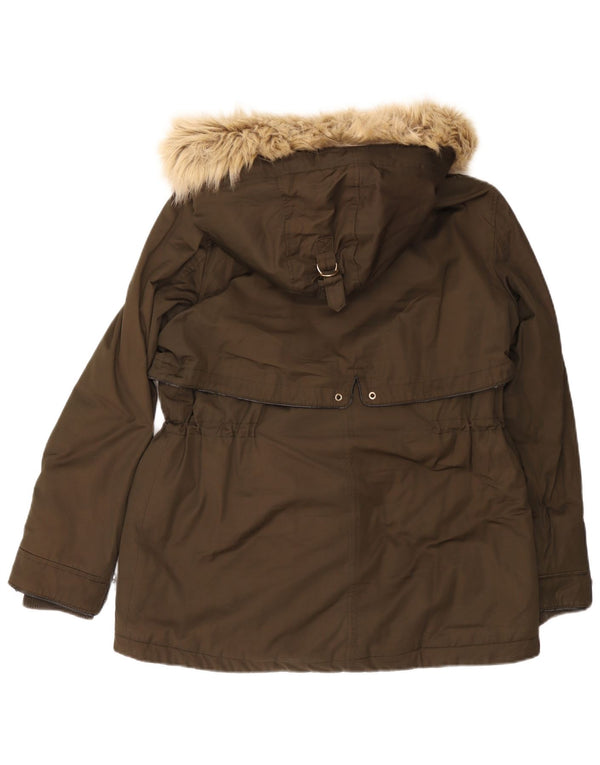 Zara Dame Trafaluc Parkajakke med hætte UK 18 XL Khaki