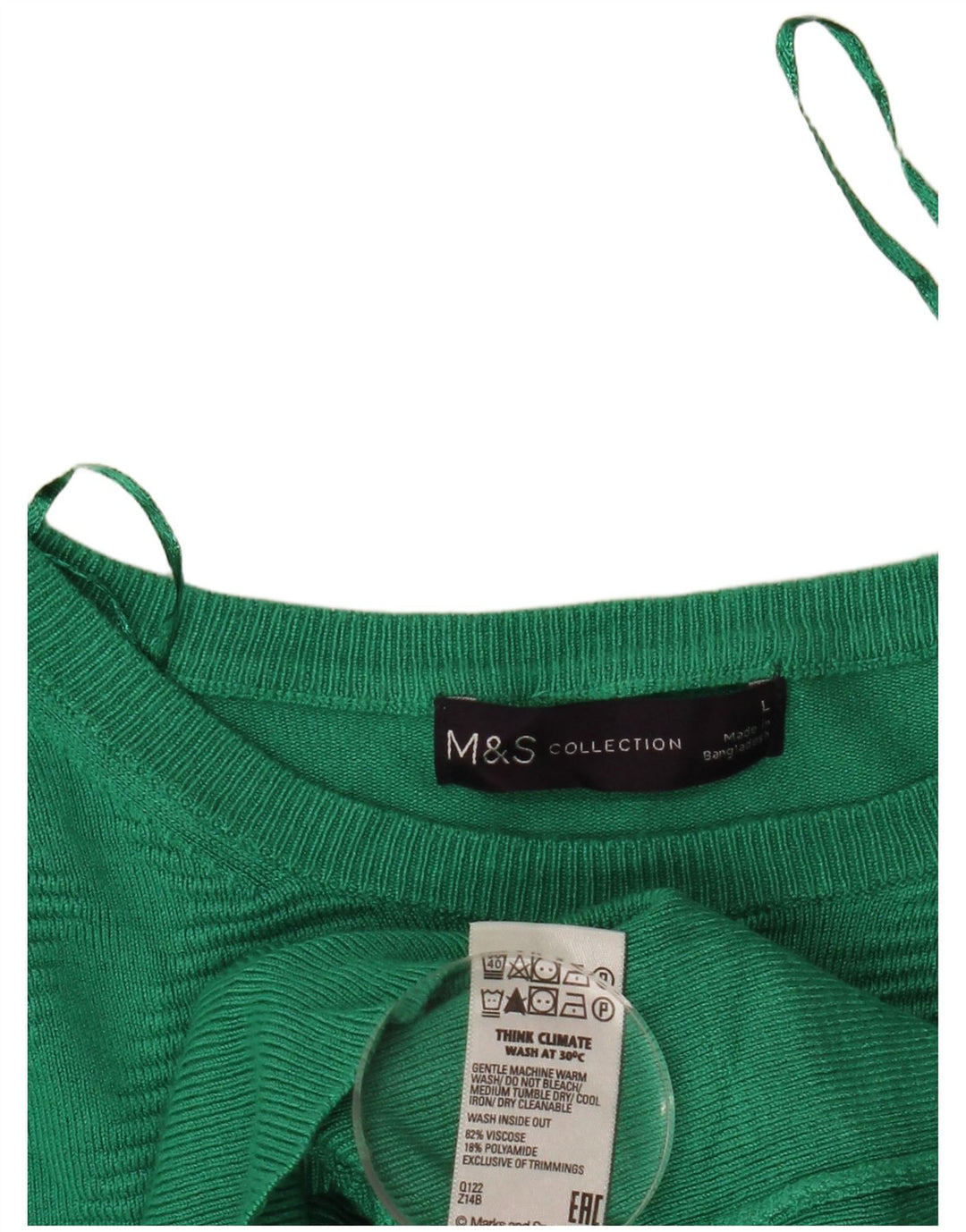 Marks & Spencer Dame Crop Boat Neck Jumper Sweater UK 14 Large Green