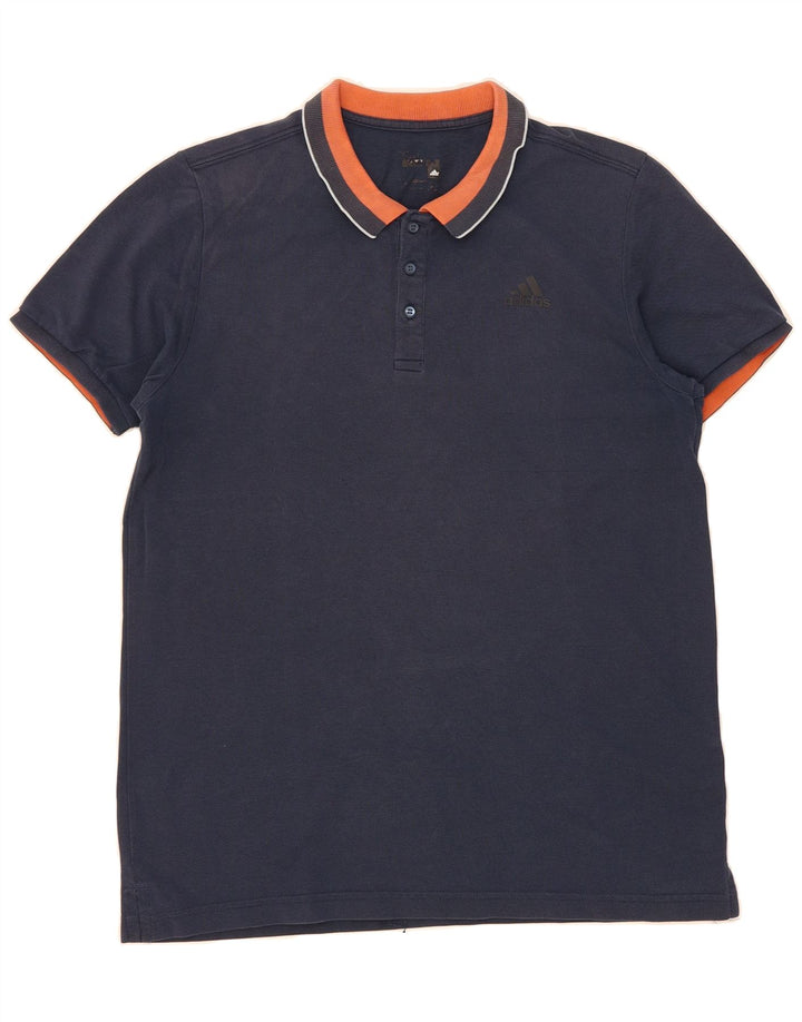 ADIDAS Mens Climalite Polo Shirt Medium Navy Blue Cotton Vintage Adidas and Second-Hand Adidas from Messina Hembry 