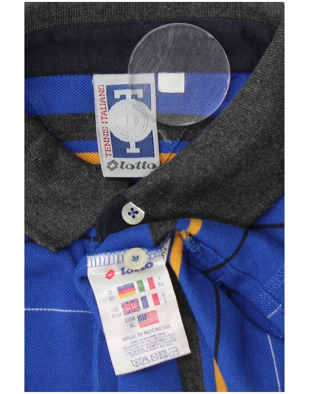 LOTTO Herre poloshirt UK 42/44 XL Blå Stribet Bomuld