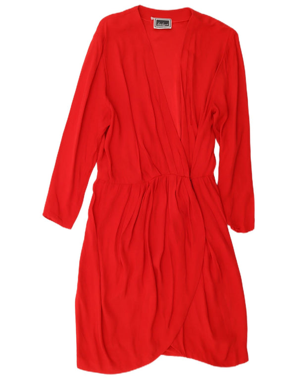 Luisa Spagnoli Langærmet Wrap Dress til kvinder IT 46 Large Red Acetate