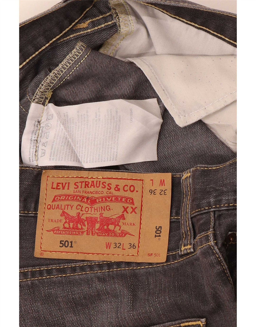 Levi's Herre 501 Straight Jeans W32 L32 Grå Bomuld
