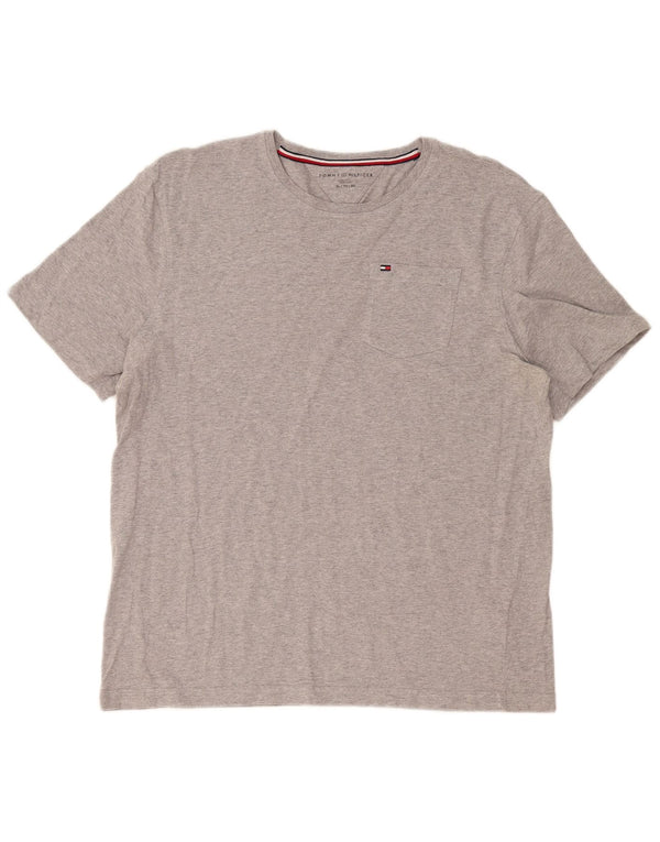 Tommy Hilfiger Herre T-Shirt Top XL Grå Bomuld