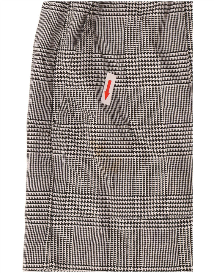 Zara højtaljede chinoshorts til kvinder, store W30 Grå Houndstooth Polyester