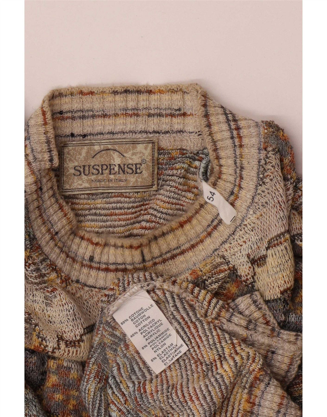 Suspense Herre abstrakt mønster rund hals sweater IT 54 XL grå
