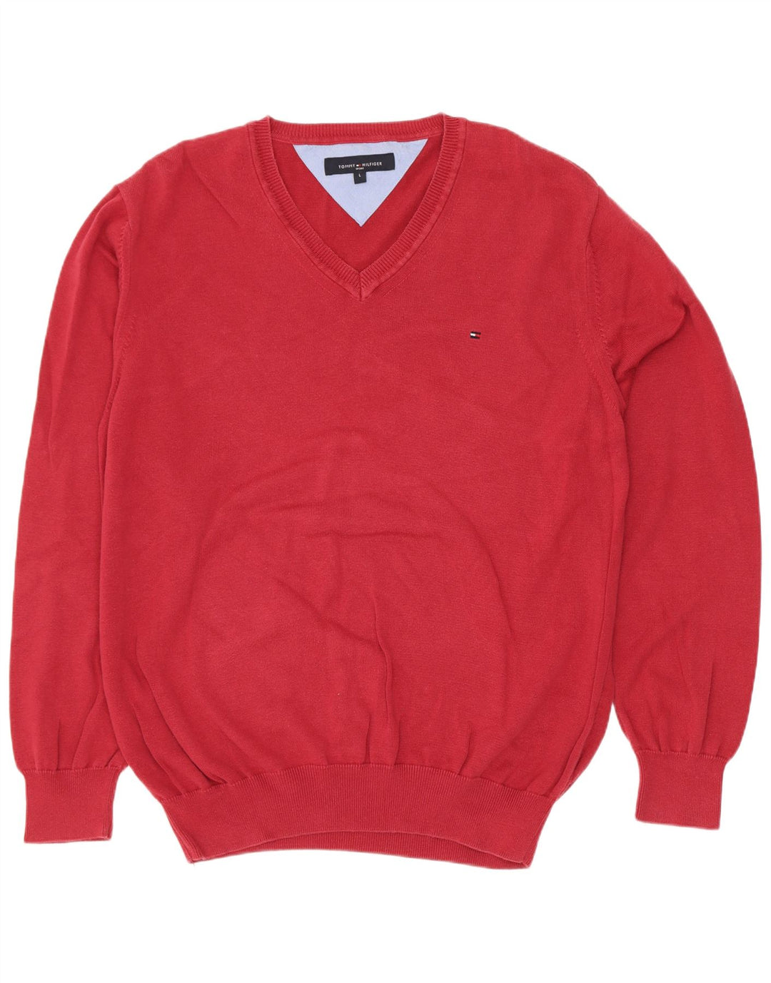 Tommy Hilfiger Herre V-hals sweater Stor rød bomuld