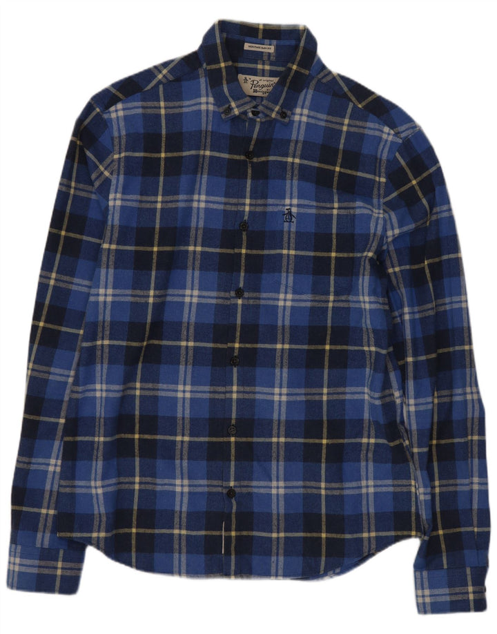 Penguin Heritage Fit Slank flannelskjorte Medium blå ternet bomuld