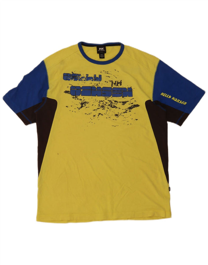 Helly Hansen Herre Grafisk T-Shirt Top Stor Gul Colourblock Bomuld